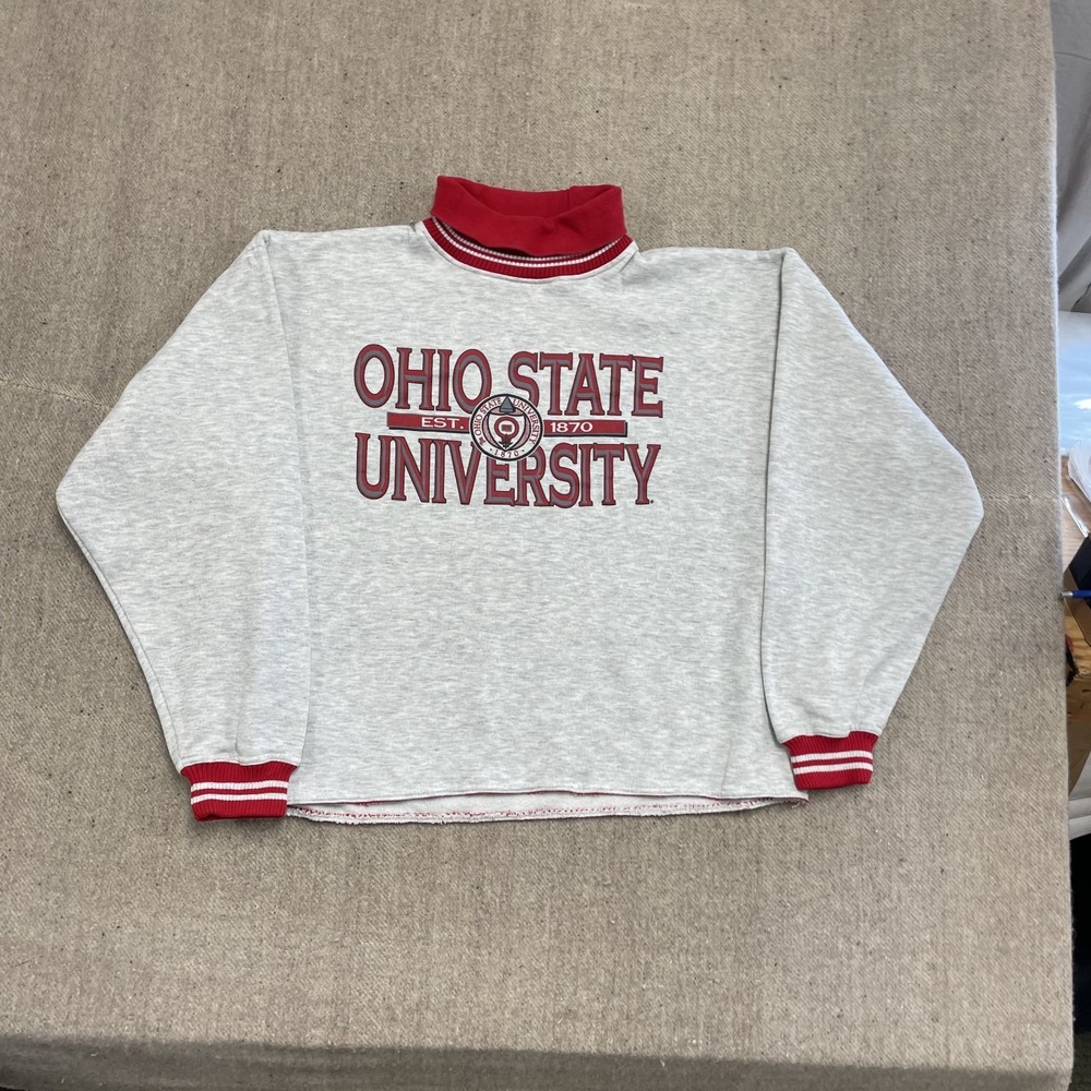 Vintage Ohio State University Sweatshirt Men XL Gray 1990s Gear For Sports